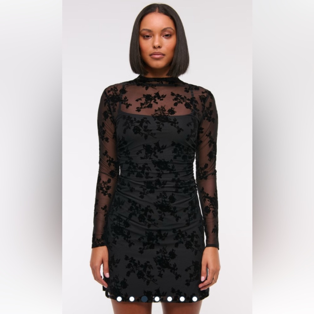 Abercrombie Paloma mesh long sleeve dress XXS